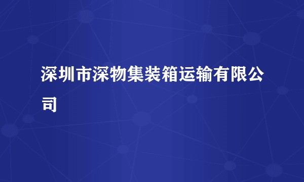 深圳市深物集装箱运输有限公司