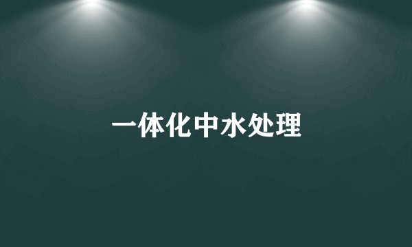 一体化中水处理