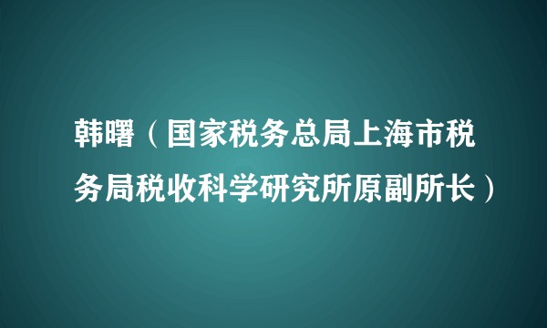 韩曙（国家税务总局上海市税务局税收科学研究所原副所长）