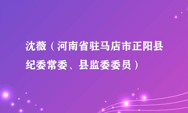 沈薇（河南省驻马店市正阳县纪委常委、县监委委员）