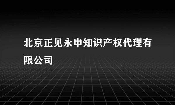 北京正见永申知识产权代理有限公司