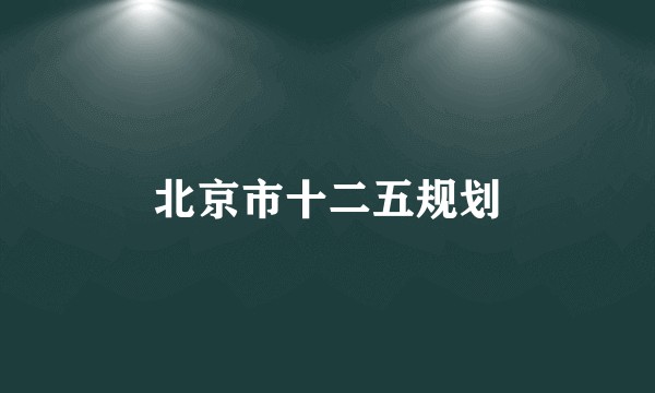 北京市十二五规划