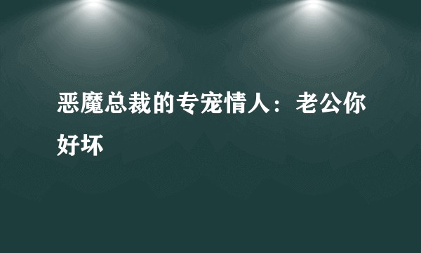 恶魔总裁的专宠情人：老公你好坏
