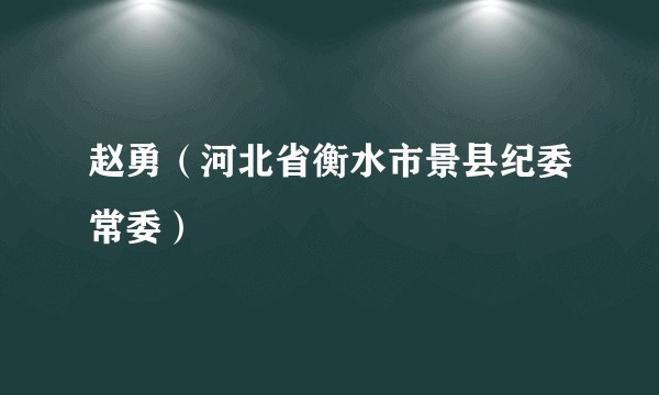 赵勇（河北省衡水市景县纪委常委）