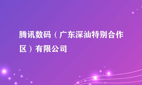 腾讯数码（广东深汕特别合作区）有限公司