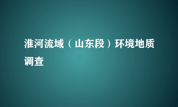 淮河流域(山东段)环境地质调查