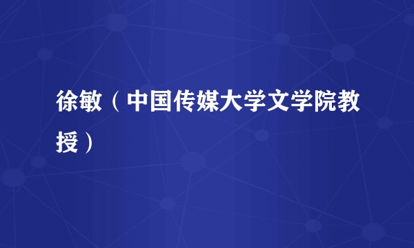 徐敏（中国传媒大学文学院教授）
