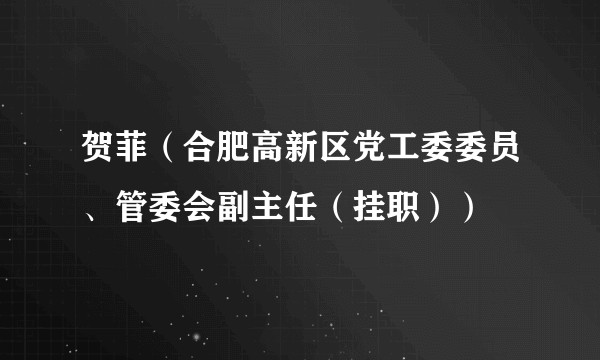 贺菲（合肥高新区党工委委员、管委会副主任（挂职））