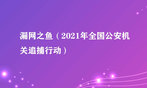 漏网之鱼（2021年全国公安机关追捕行动）