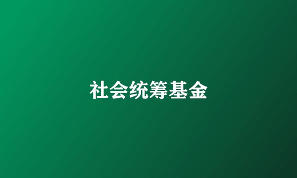 社会统筹基金