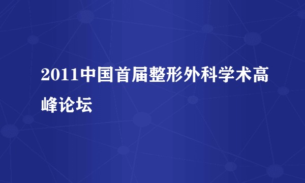2011中国首届整形外科学术高峰论坛