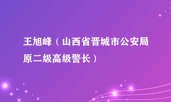 王旭峰（山西省晋城市公安局原二级高级警长）