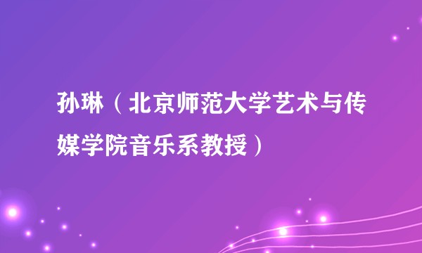 孙琳（北京师范大学艺术与传媒学院音乐系教授）