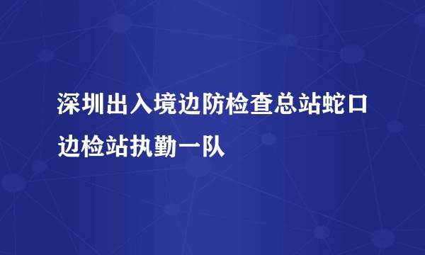 深圳出入境边防检查总站蛇口边检站执勤一队