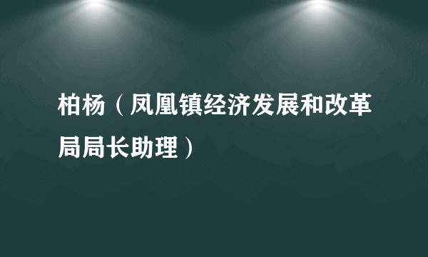 柏杨（凤凰镇经济发展和改革局局长助理）