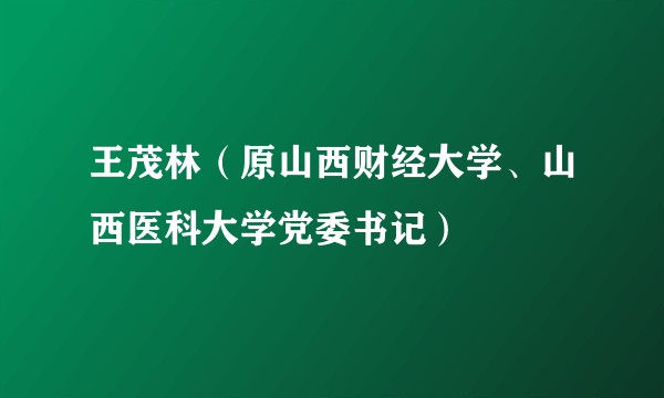 王茂林（原山西财经大学、山西医科大学党委书记）