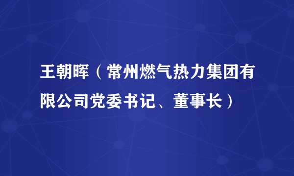王朝晖（常州燃气热力集团有限公司党委书记、董事长）