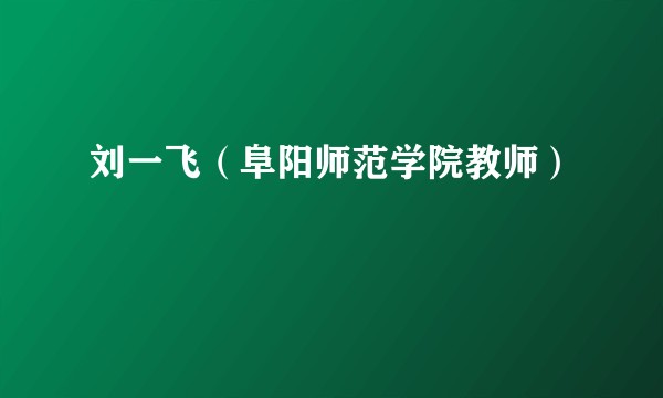 刘一飞（阜阳师范学院教师）