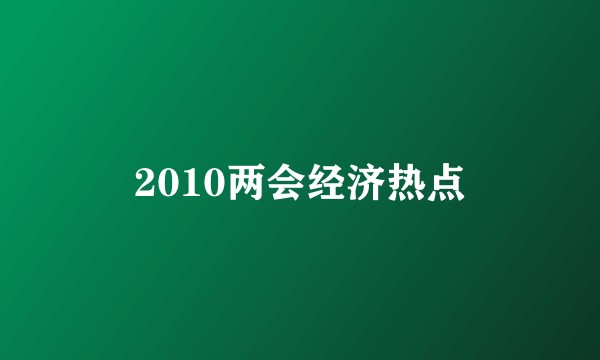 2010两会经济热点