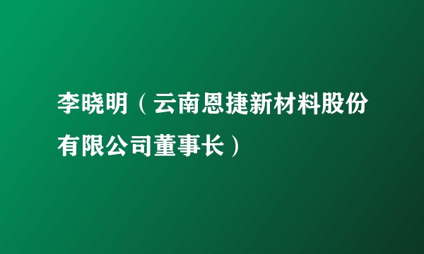 李晓明（云南恩捷新材料股份有限公司董事长）