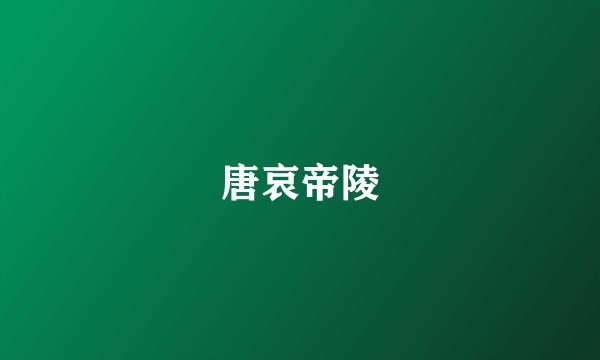唐哀帝陵
