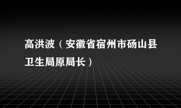 高洪波（安徽省宿州市砀山县卫生局原局长）