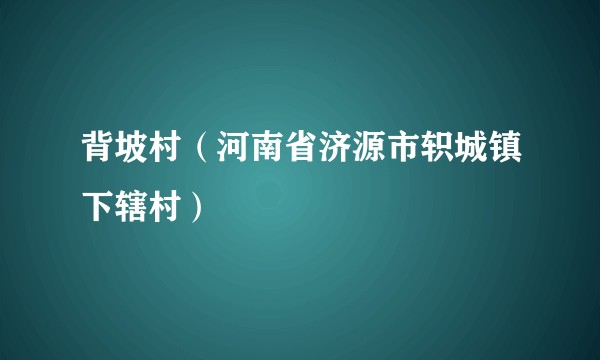 背坡村（河南省济源市轵城镇下辖村）