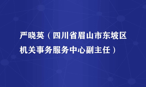 严晓英（四川省眉山市东坡区机关事务服务中心副主任）