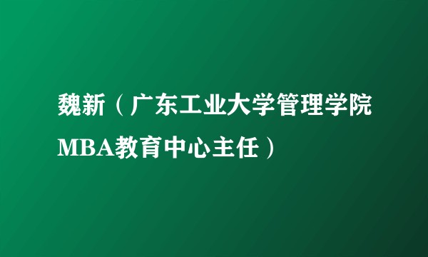 魏新（广东工业大学管理学院MBA教育中心主任）
