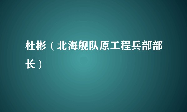杜彬（北海舰队原工程兵部部长）