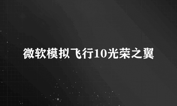 微软模拟飞行10光荣之翼