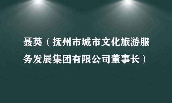 聂英（抚州市城市文化旅游服务发展集团有限公司董事长）