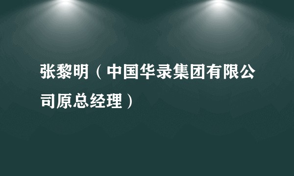 张黎明（中国华录集团有限公司原总经理）