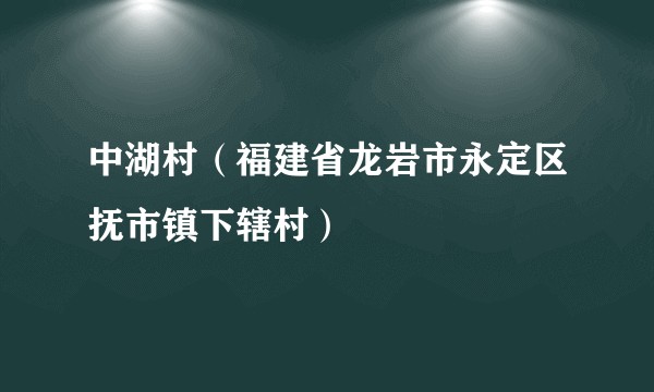 中湖村（福建省龙岩市永定区抚市镇下辖村）