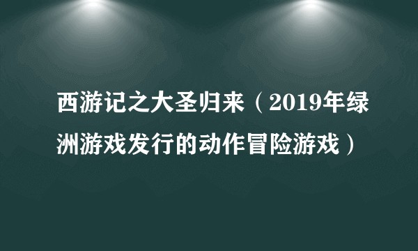 西游记之大圣归来(2019年绿洲游戏发行的动作冒险游戏)