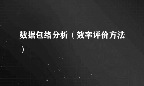 数据包络分析（效率评价方法）