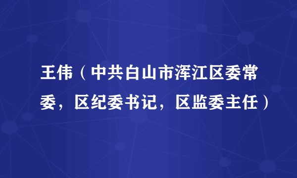 王伟（中共白山市浑江区委常委，区纪委书记，区监委主任）