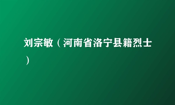 刘宗敏（河南省洛宁县籍烈士）
