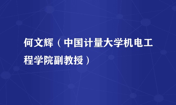 何文辉(中国计量大学机电工程学院副教授)
