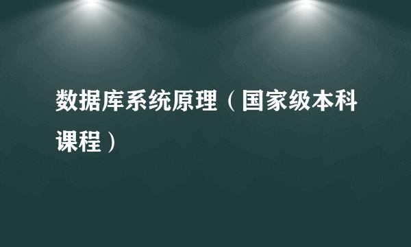 数据库系统原理（国家级本科课程）
