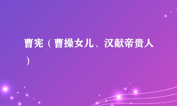 曹宪（曹操女儿、汉献帝贵人）