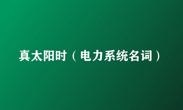 真太阳时（电力系统名词）