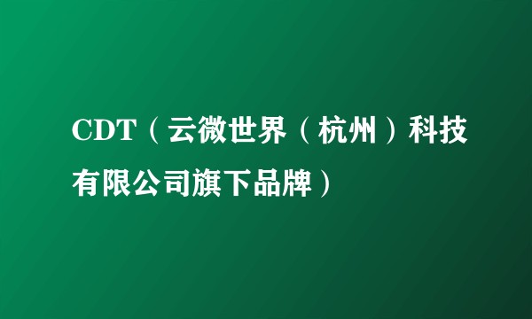 CDT（云微世界（杭州）科技有限公司旗下品牌）