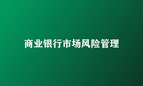 商业银行市场风险管理