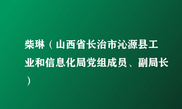 柴琳（山西省长治市沁源县工业和信息化局党组成员、副局长）