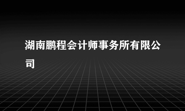 湖南鹏程会计师事务所有限公司