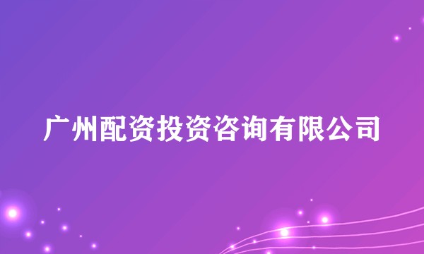 广州配资投资咨询有限公司