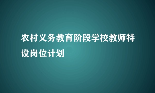 农村义务教育阶段学校教师特设岗位计划