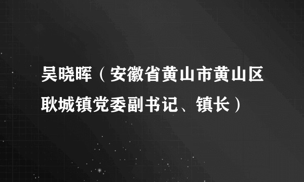 吴晓晖（安徽省黄山市黄山区耿城镇党委副书记、镇长）