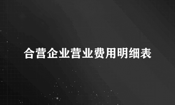 合营企业营业费用明细表